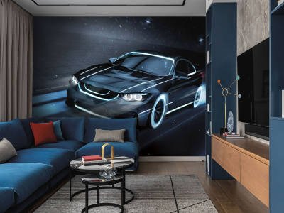 Бесшовная фреска «Неоновая симфония BMW»