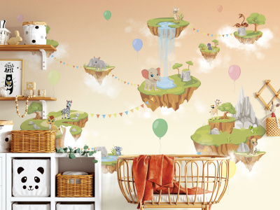 Бесшовная фреска «Затерянный мир: летающие острова»