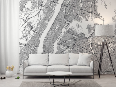 Бесшовная фреска «Карта Нью-Йорка»