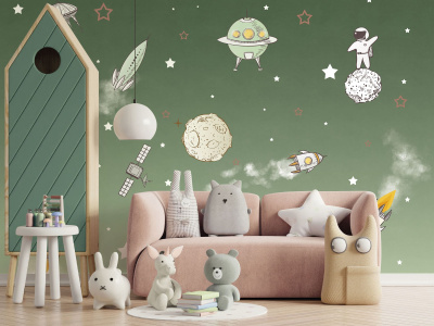 Бесшовная фреска «Космические друзья»