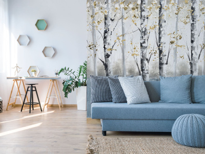 Бесшовная фреска «Русская берёзовая роща» Бесшовная фреска «Русская берёзовая роща»