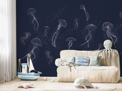 Бесшовная фреска «Мир медуз»