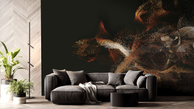 Бесшовная фреска «Журавли в золотом»