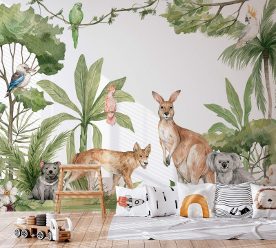 Бесшовная фреска «Экзотические животные»