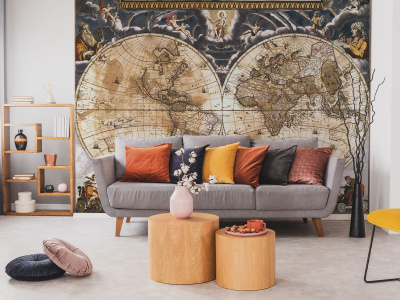 Бесшовная фреска «Карта мира Клавдия Птолемея»