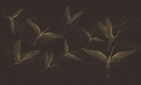 Бесшовная фреска «Полет журавлей»