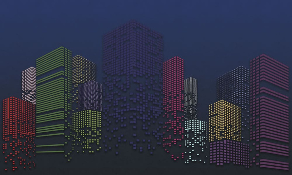 Бесшовная фреска «Пиксельный город» Бесшовная фреска «Пиксельный город»