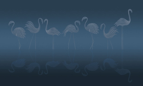 Бесшовная фреска «Фламинго»