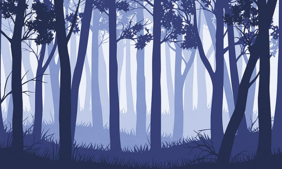 Бесшовная фреска «Туман лес панорама»