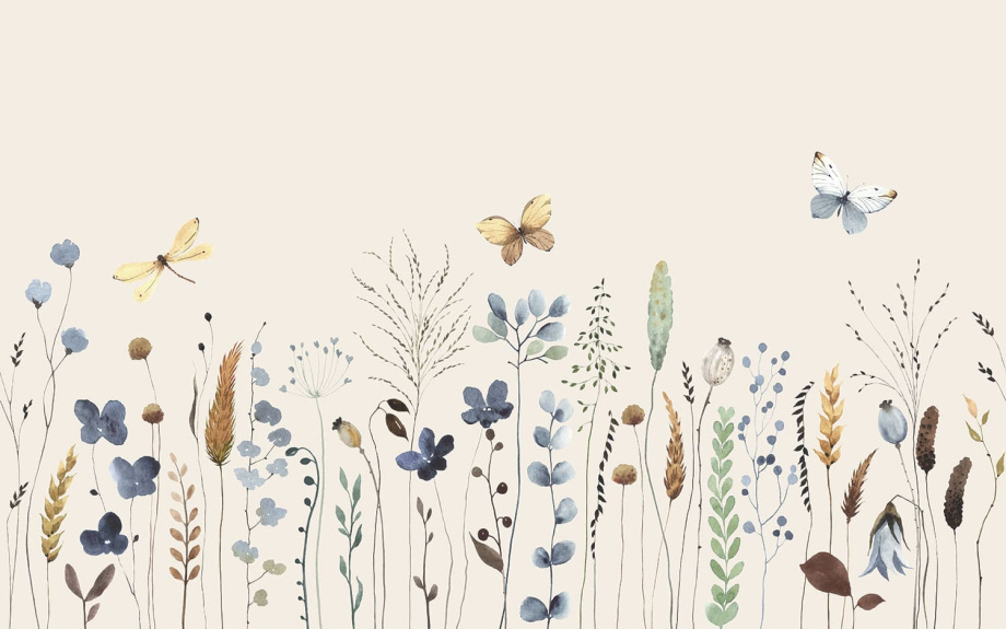 Бесшовная фреска «Нежные цветы»