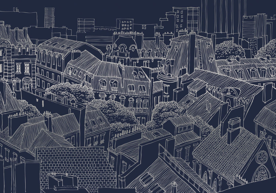 Бесшовная фреска «Городской пейзаж»