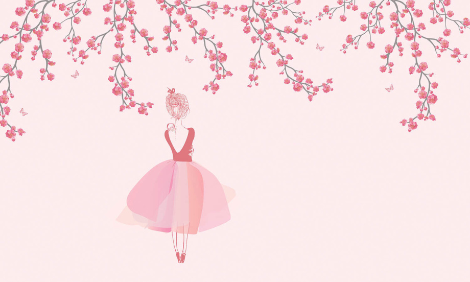 Бесшовная фреска «Грация розовых нот»