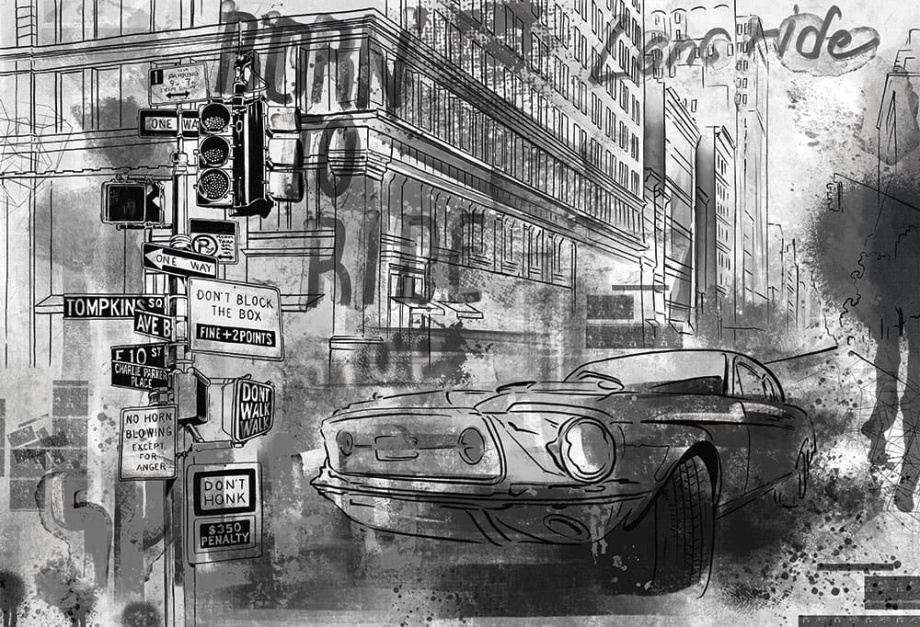 Бесшовная фреска «Машина граффити»