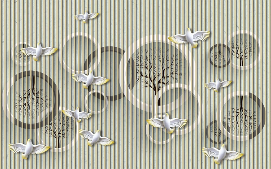 Бесшовная фреска «Парящие в облаках»