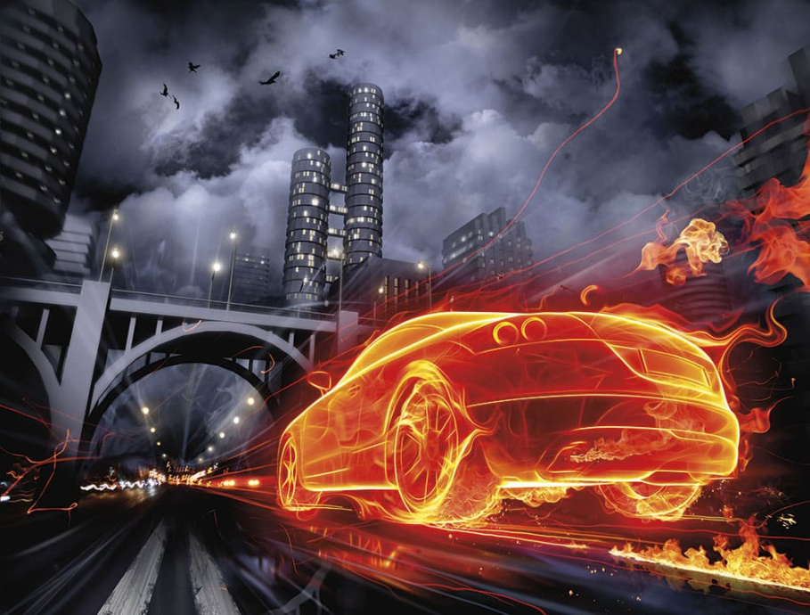 Бесшовная фреска «Пламенный драйв»