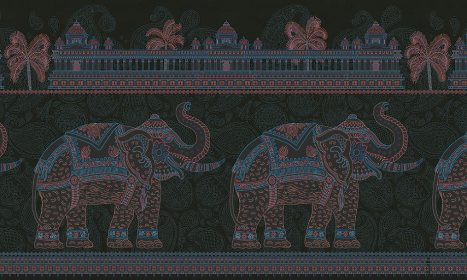 Бесшовная фреска «Панно индийский слон»