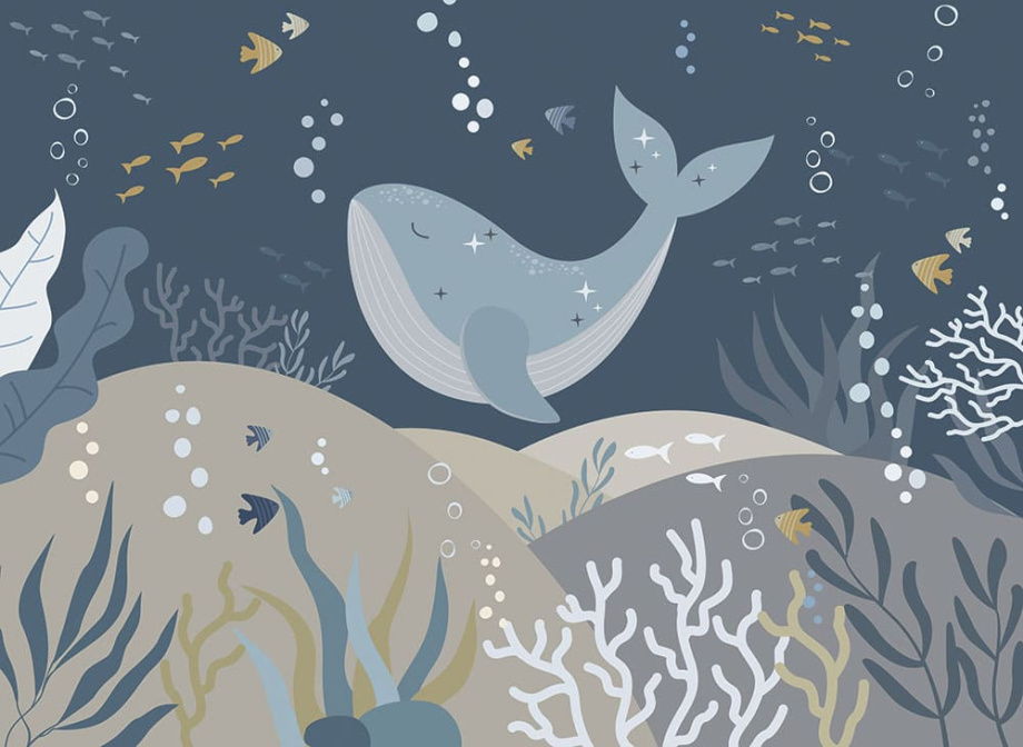 Бесшовная фреска «Кит для детей»