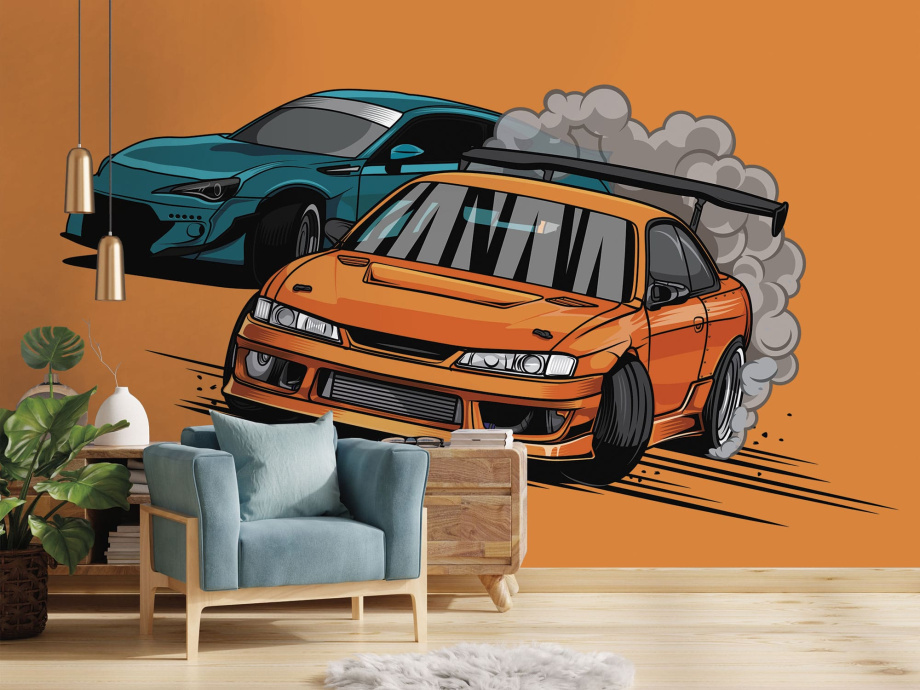 Бесшовная фреска «Легенды дрифта: S13 & R34»