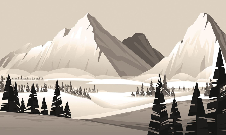 Бесшовная фреска «Снежные горы»