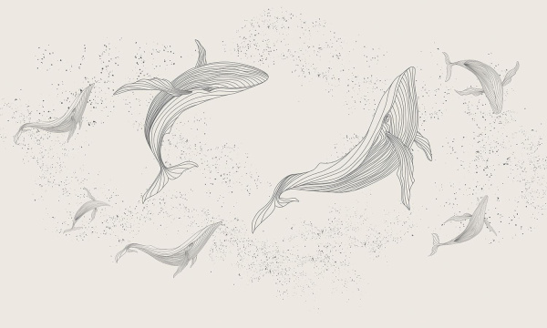 Бесшовная фреска «Танец китов»