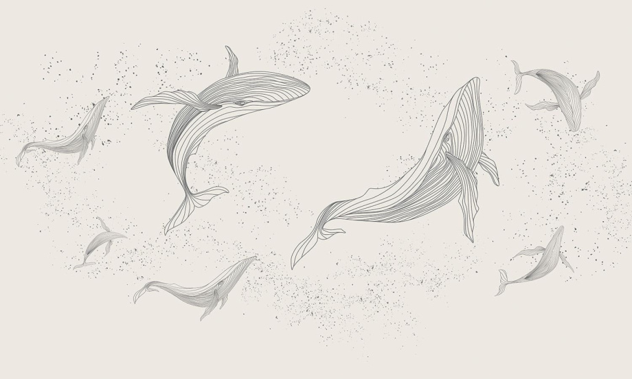 Бесшовная фреска «Танец китов»