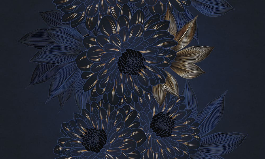 Бесшовная фреска «3Д цветы»