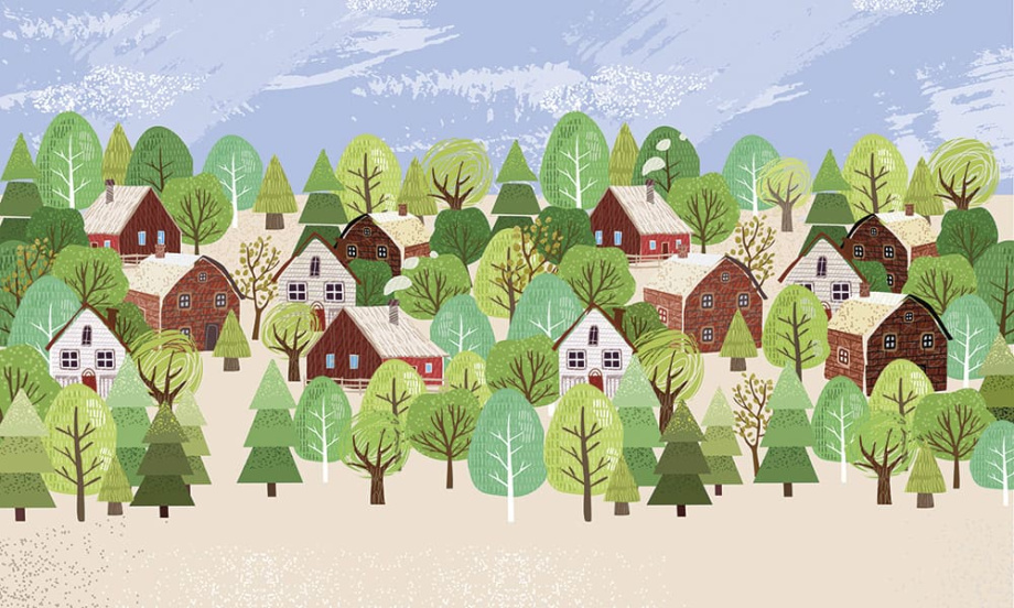 Бесшовная фреска «Домики в лесу» Бесшовная фреска «Домики в лесу»