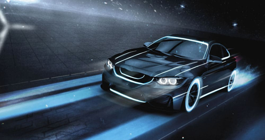 Бесшовная фреска «Неоновая симфония BMW»