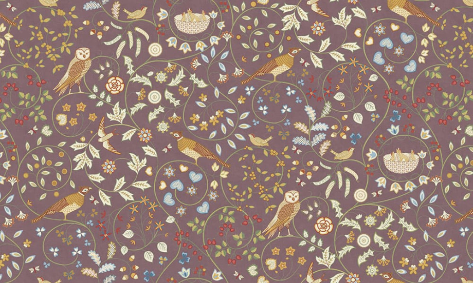 Бесшовная фреска «Птицы и Цветы Средневековья»