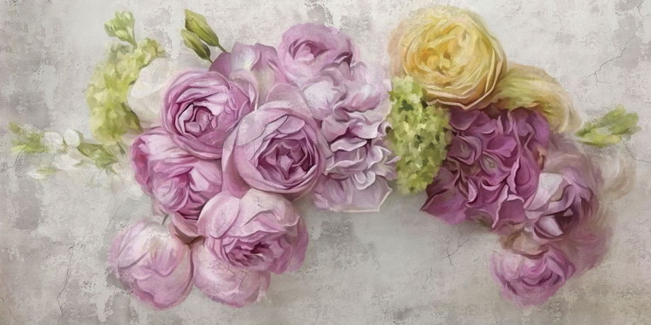 Бесшовная фреска «Акварельные пионы»
