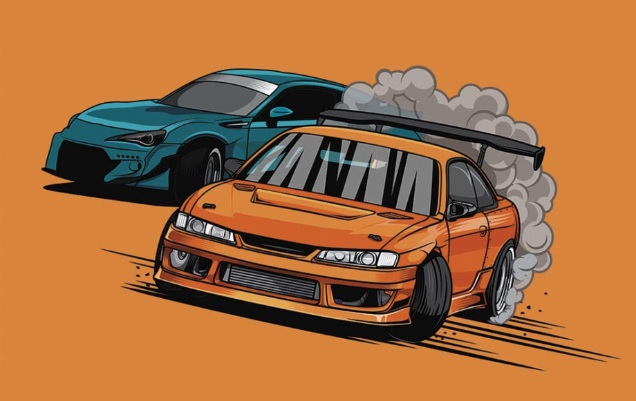 Бесшовная фреска «Легенды дрифта: S13 & R34»