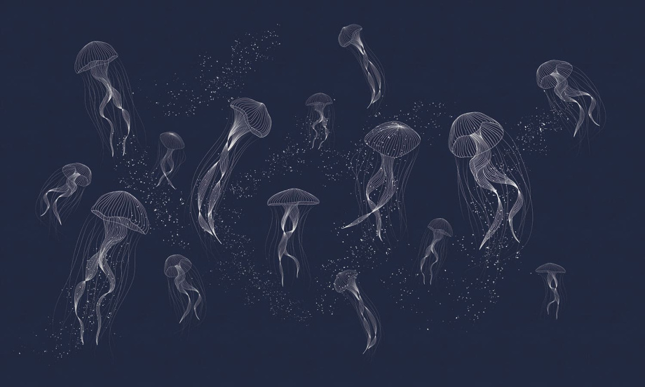 Бесшовная фреска «Мир медуз»