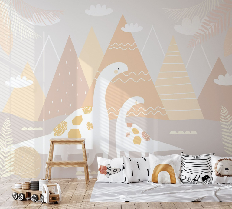 Бесшовная фреска «Динозавры в тропическом раю»