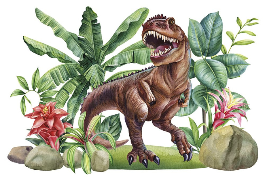 Бесшовная фреска «Тираннозавр Рекс: Тропическое приключение»