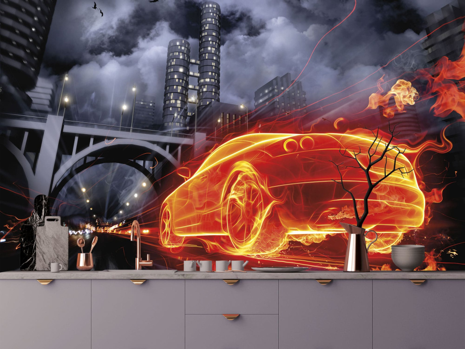 Бесшовная фреска «Пламенный драйв»