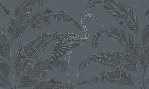 Бесшовная фреска «Фламинго на прогулке»