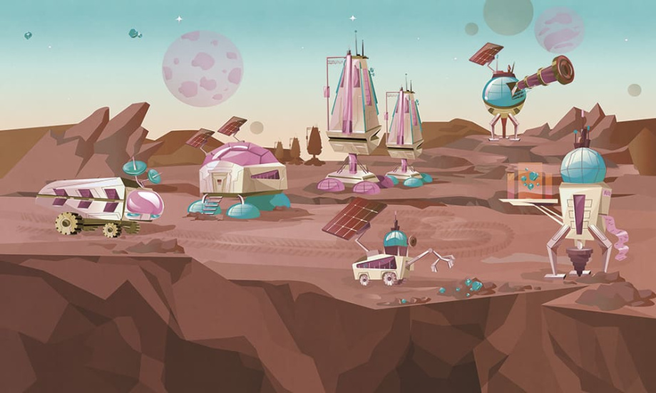 Бесшовная фреска «Космические приключения на Луне»