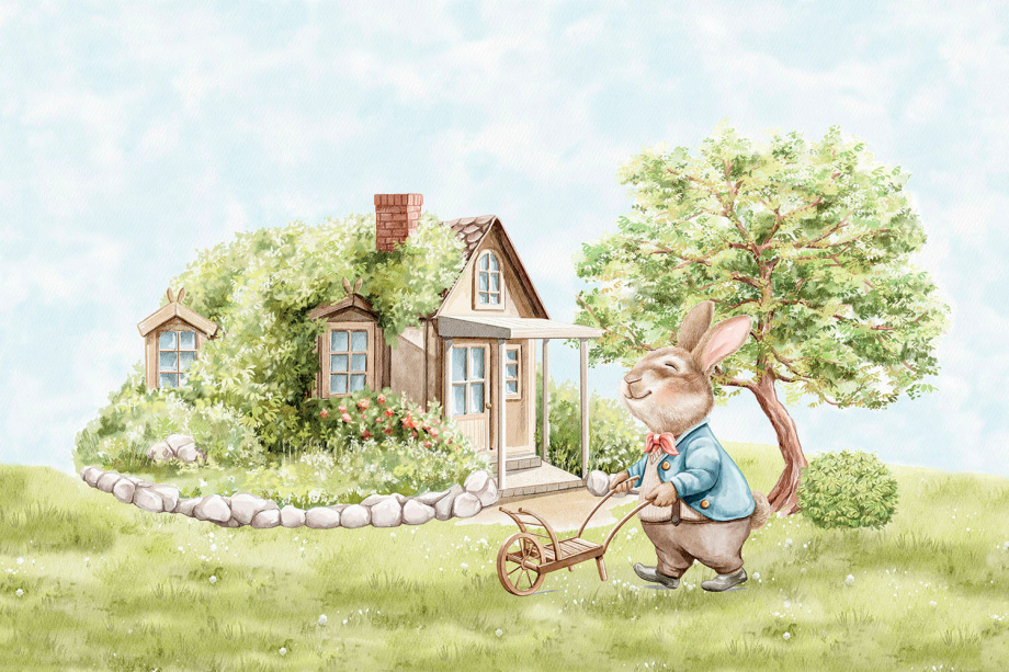 Бесшовная фреска «Кролик Питер»