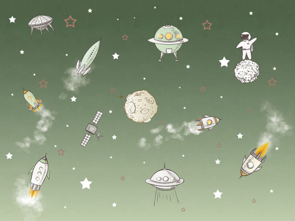 Бесшовная фреска «Космические друзья»