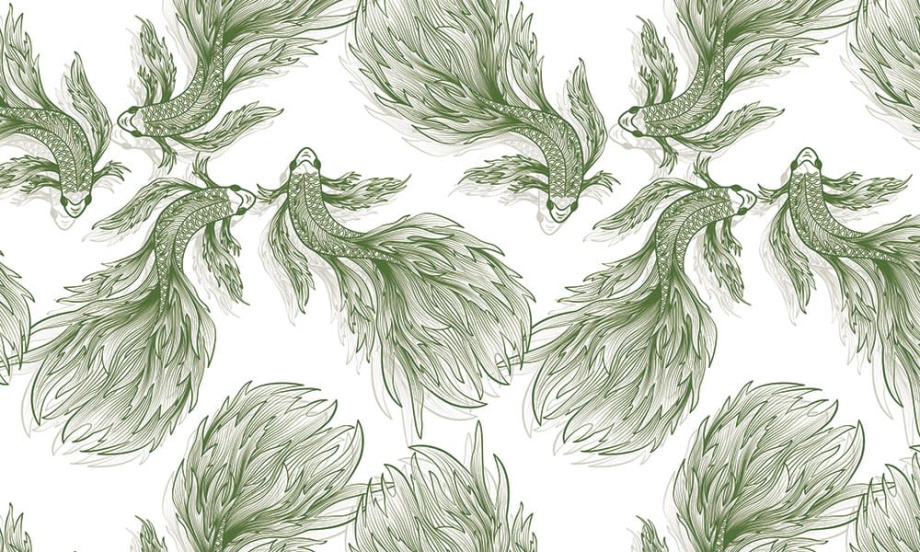 Бесшовная фреска «Рыбки в стиле паттерн»