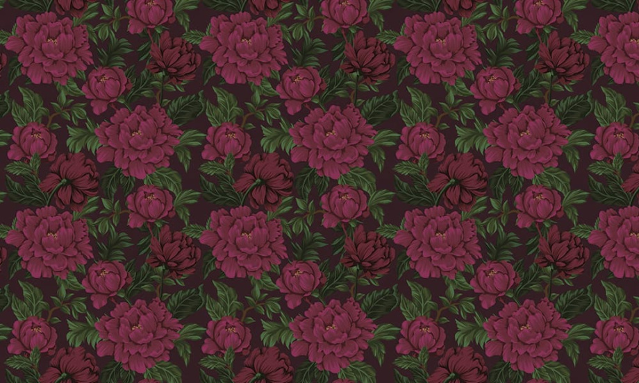 Бесшовная фреска «Танец пионов»