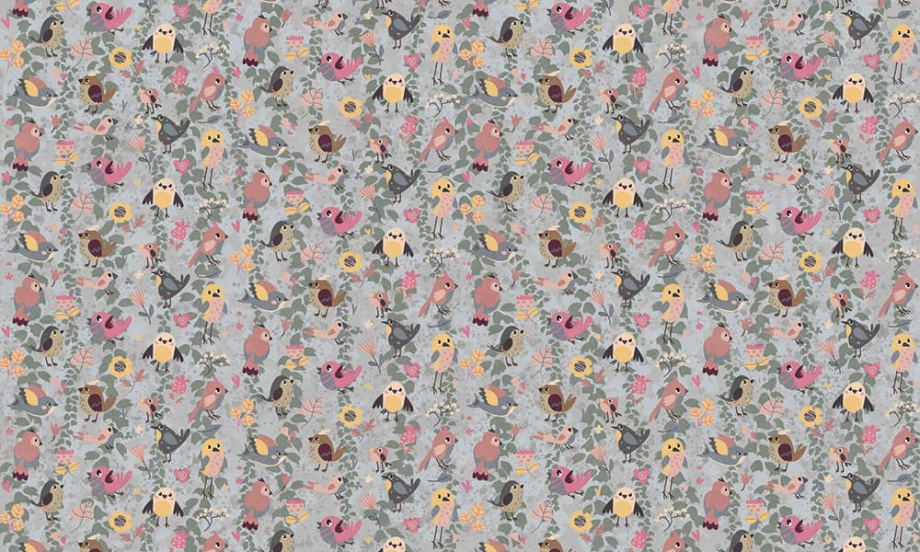 Бесшовная фреска «Веселые пернатые»