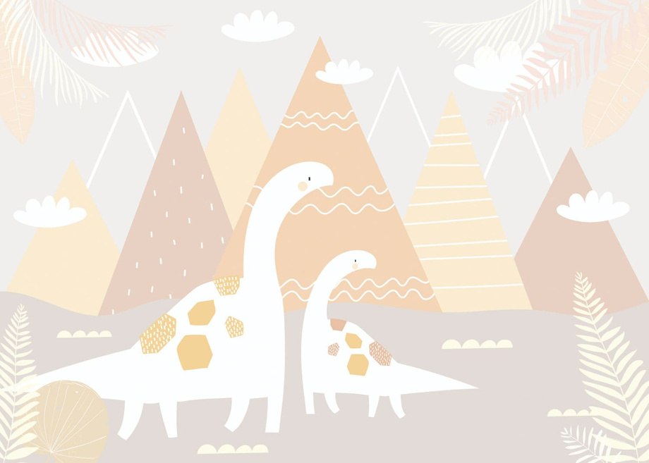 Бесшовная фреска «Динозавры в тропическом раю»