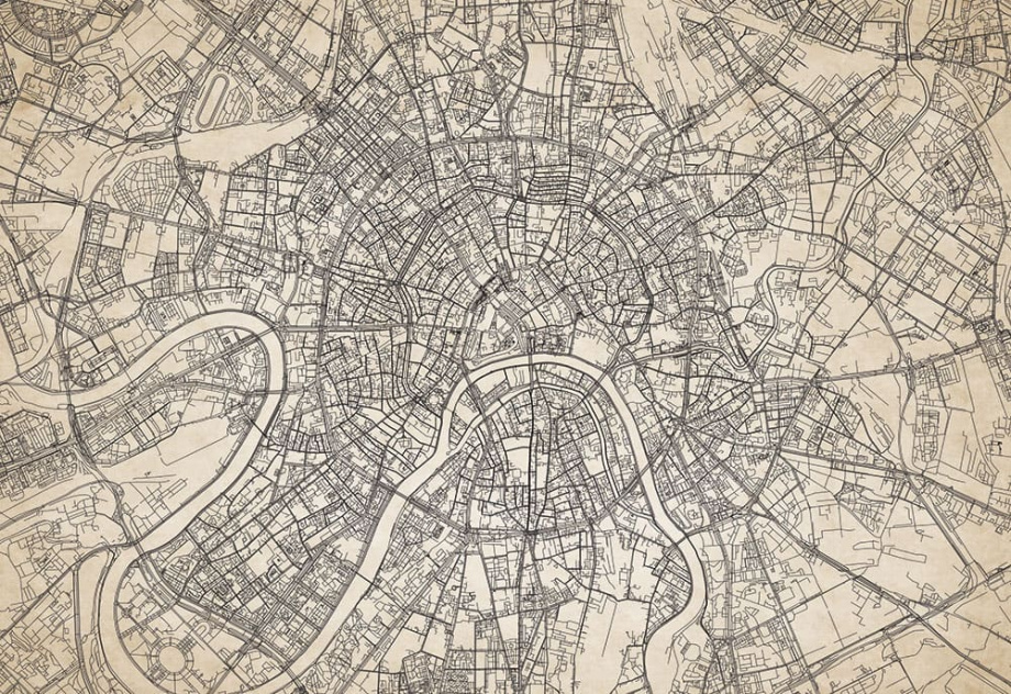 Бесшовная фреска «Карта Москвы начала XX века»