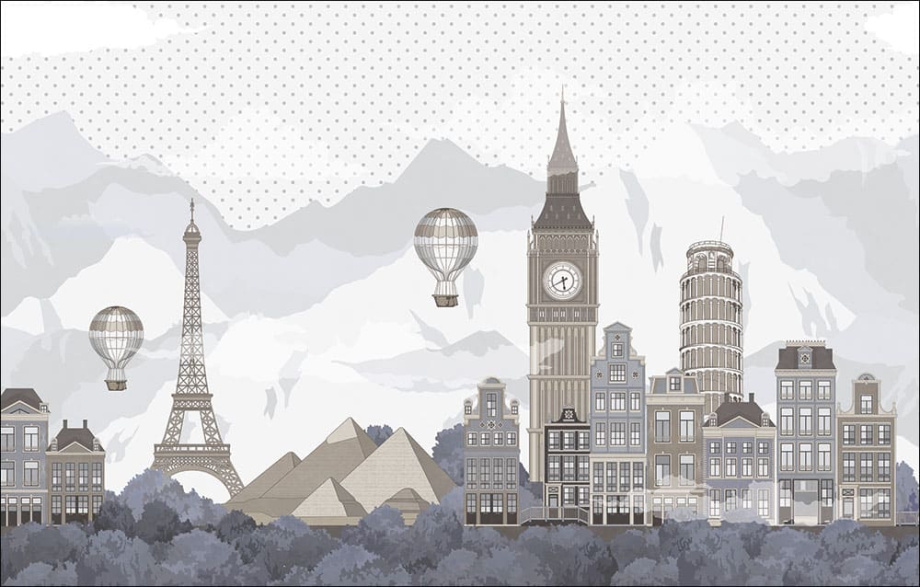 Бесшовная фреска «Города»