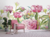 Бесшовная фреска  «Розовые пионы»
