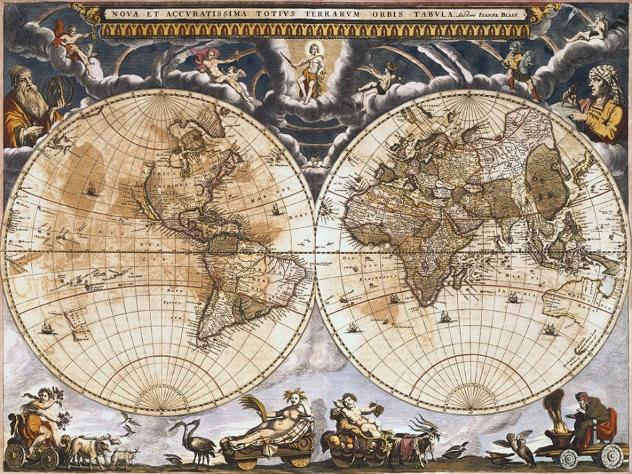 Бесшовная фреска «Карта мира Клавдия Птолемея»